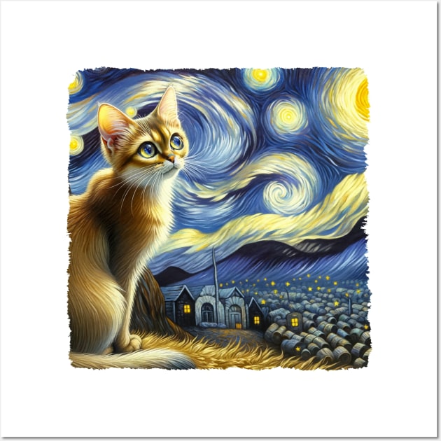 Singapura Starry Night Inspired - Artistic Cat Wall Art by starry_night